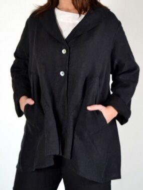 Bryn Walker Linen Barnaby Jacket Black Lagenlook